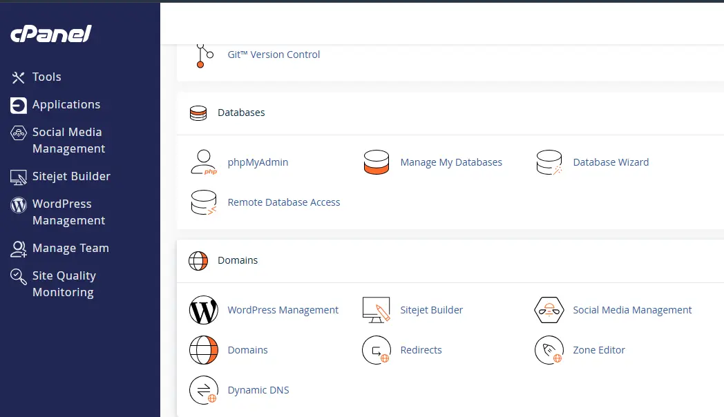 cPanel phpMyadmin
